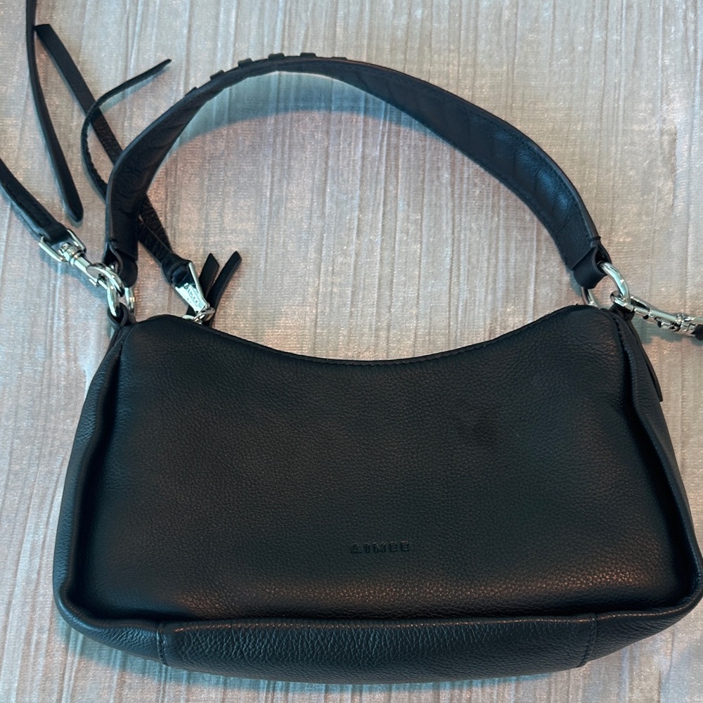 Aimee Kestenberg Black Pebbled Leather Shoulder Bag